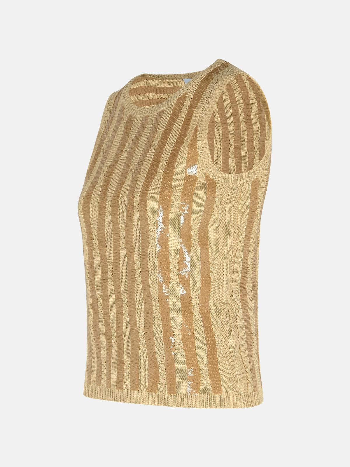 'GOLIA' BEIGE LINEN TANK TOP - 2
