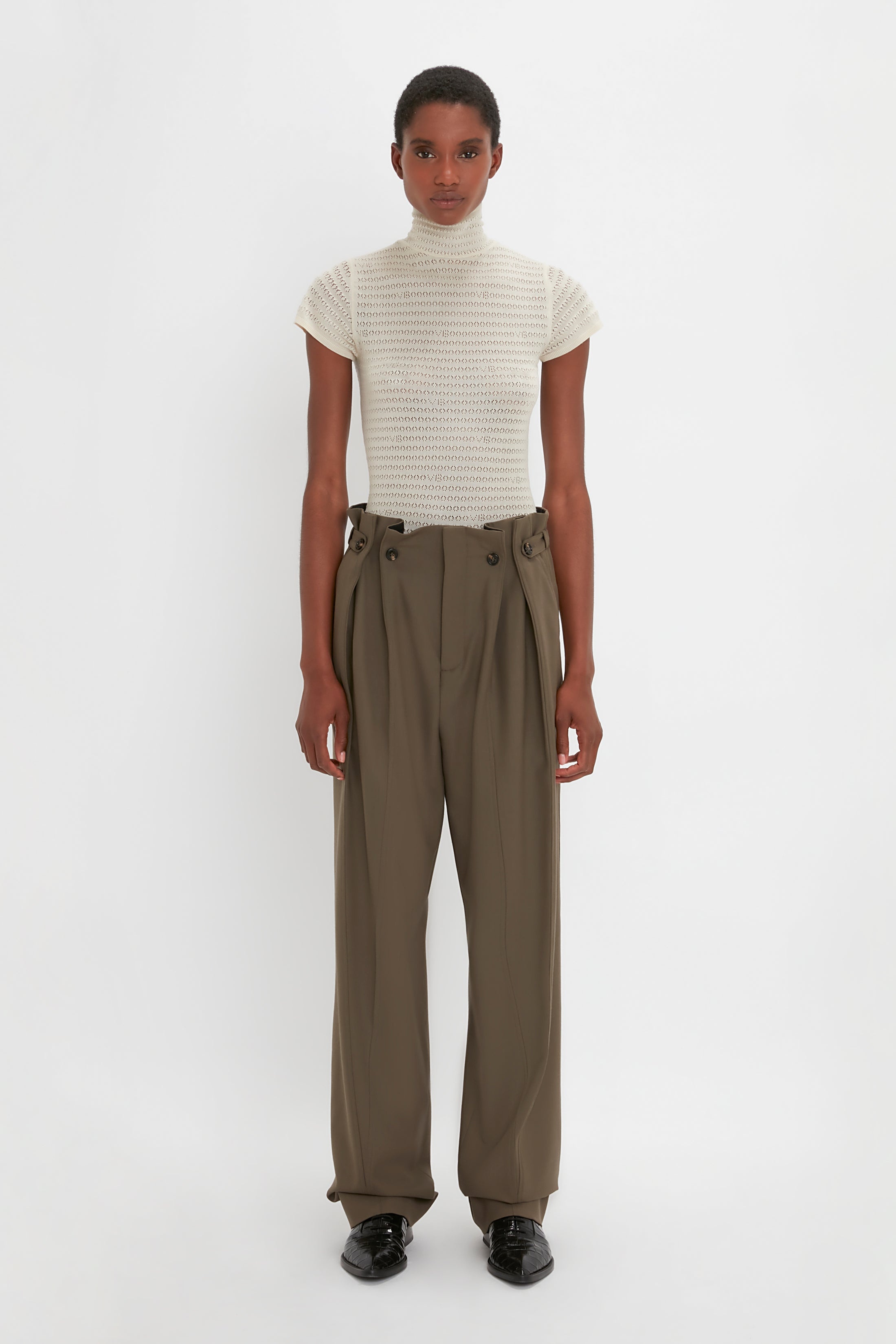 Gathered Waist Utility Trouser In Oregano - 2