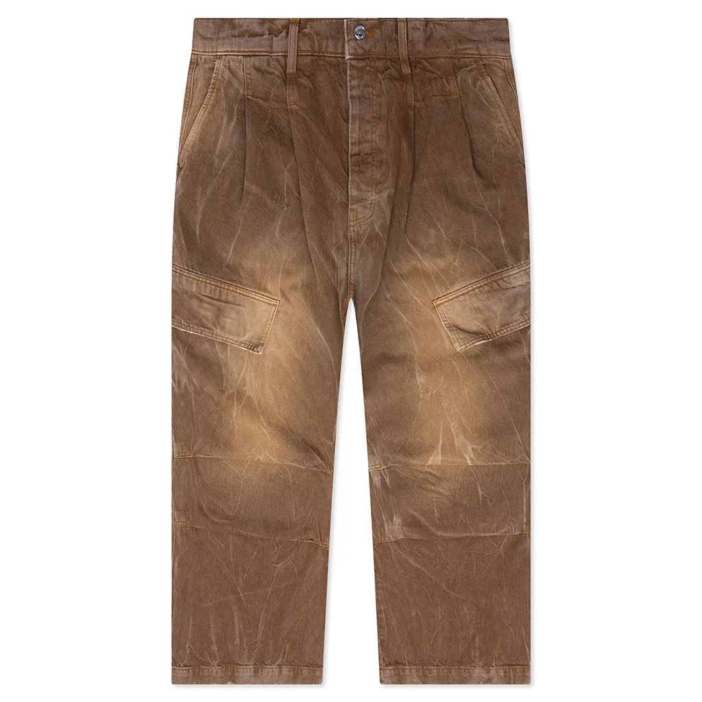 DENIM OVERSIZED CARGOS - BROWN WASH - 1