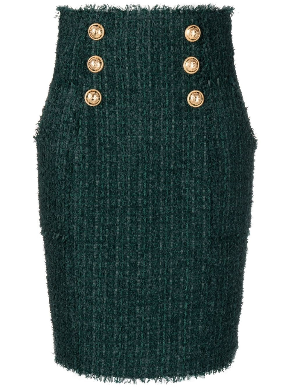Balmain buttoned-short-knit-pencil-skirt - Blue