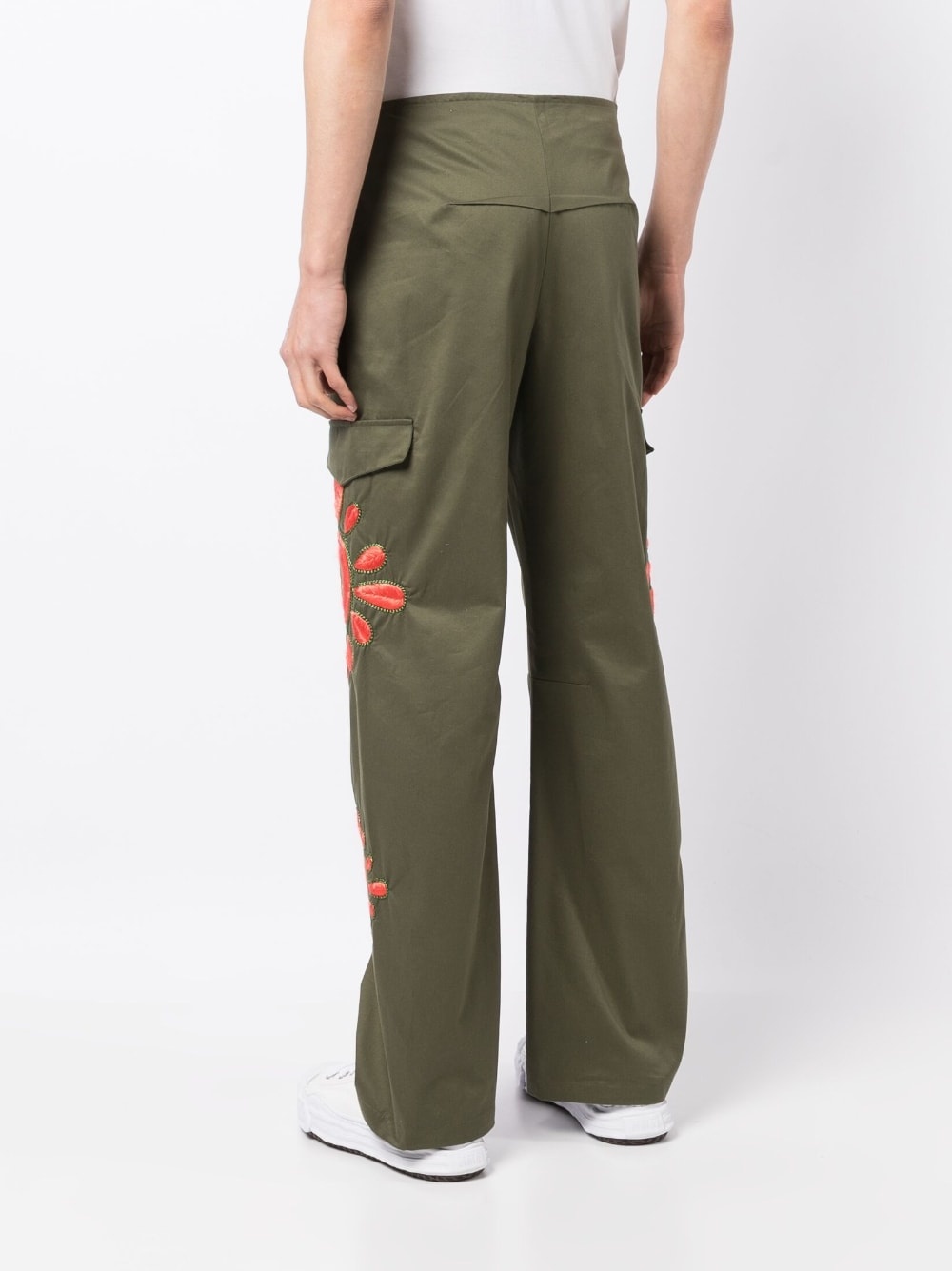 embroidered straight-leg cargo trousers - 4