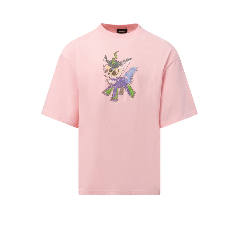 We11done Jeff Monster Drawing T-Shirt in Pink outlook
