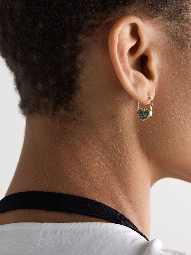 Yvonne Léon Créole Cadenas Coeur 9-karat gold diamond single earring Black outlook