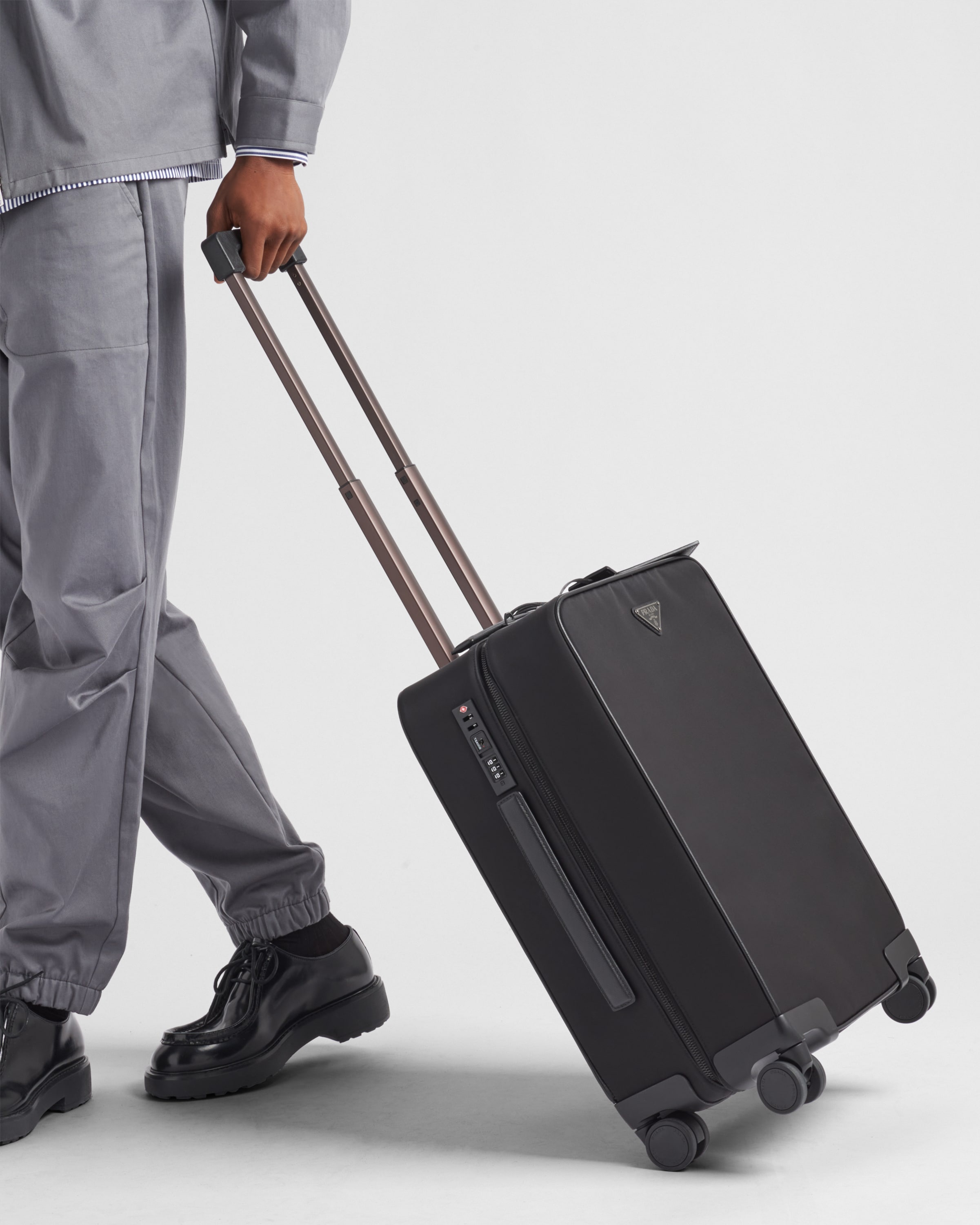 Re-Nylon and Saffiano leather trolley - 8