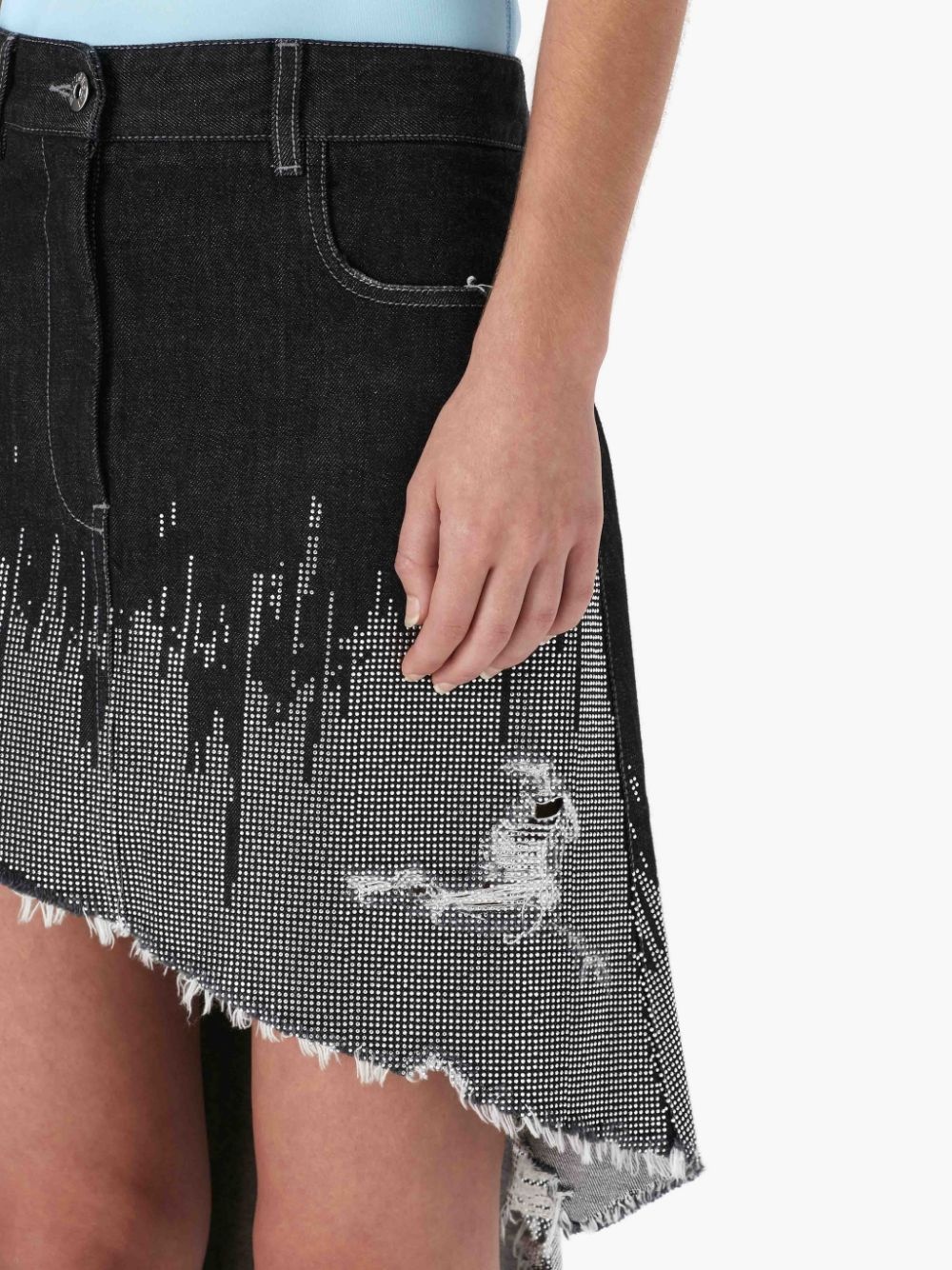 STUDDED ASYMMETRIC DENIM SKIRT - 5