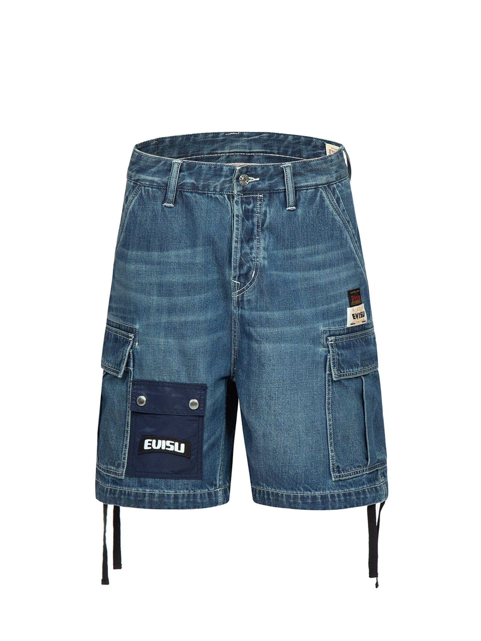 SEAGULL PRINT CARGO DENIM SHORTS - 13