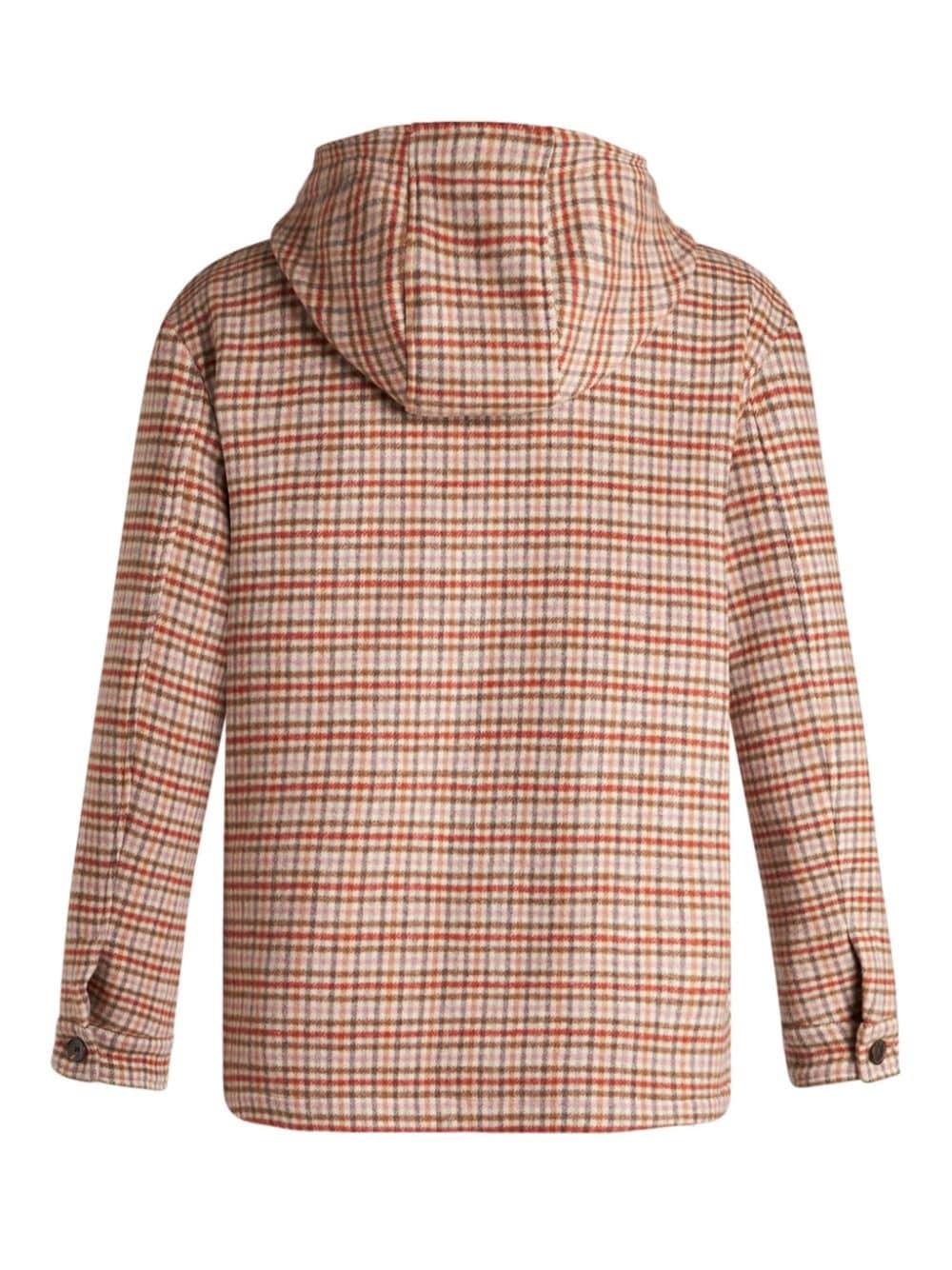 tartan-check hooded shirt jacket - 6