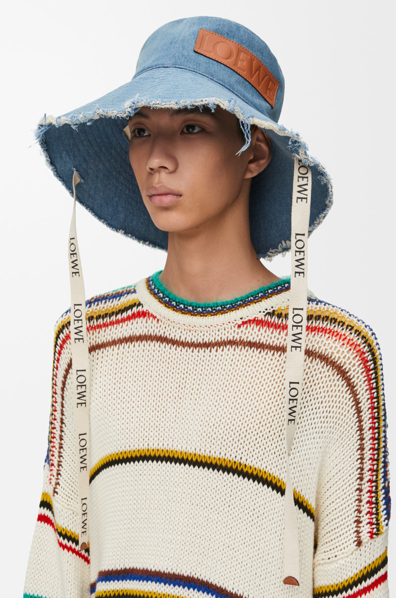 Loewe Frayed fisherman hat in denim and calfskin outlook
