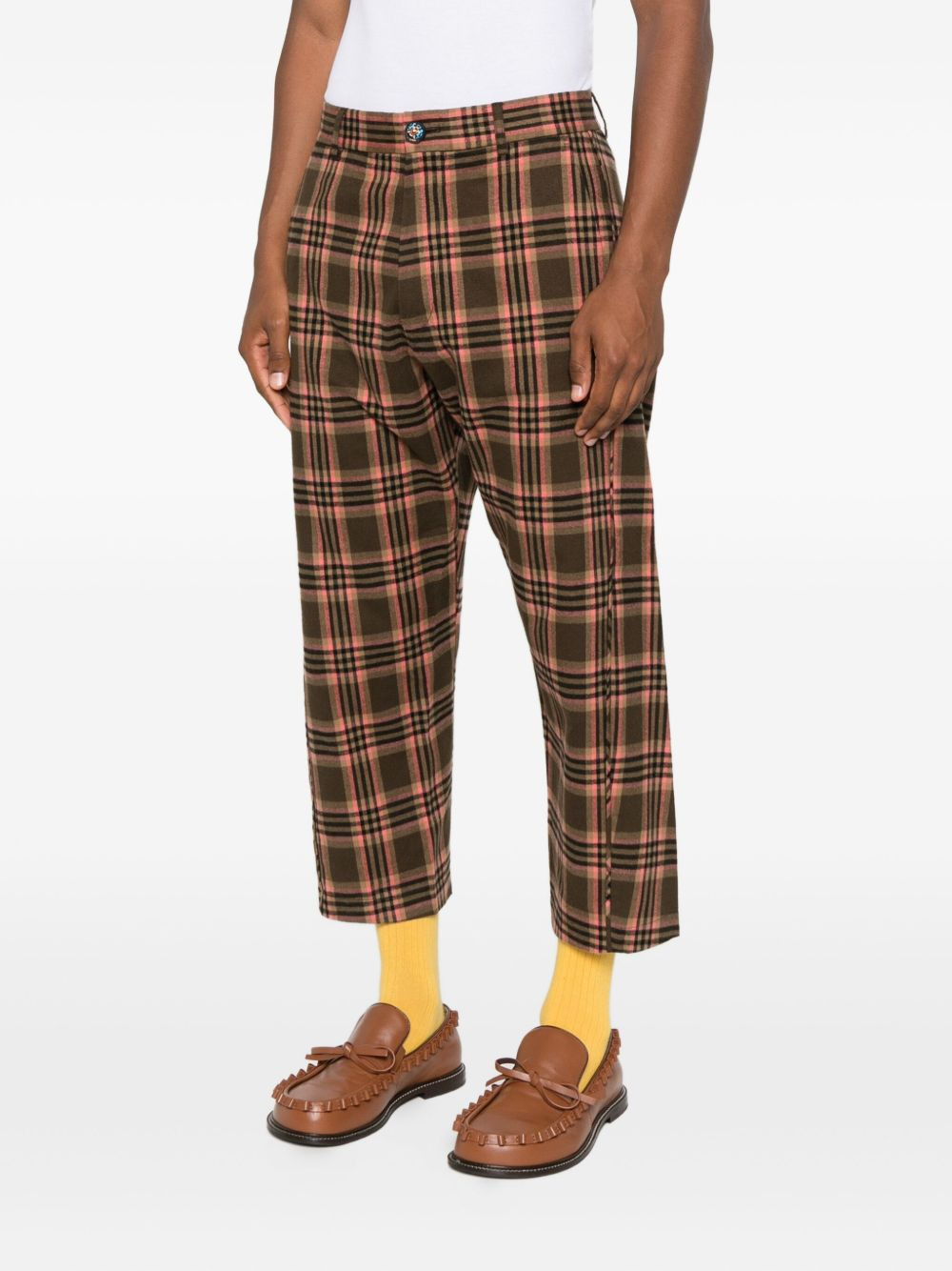 checked-pattern trousers - 3