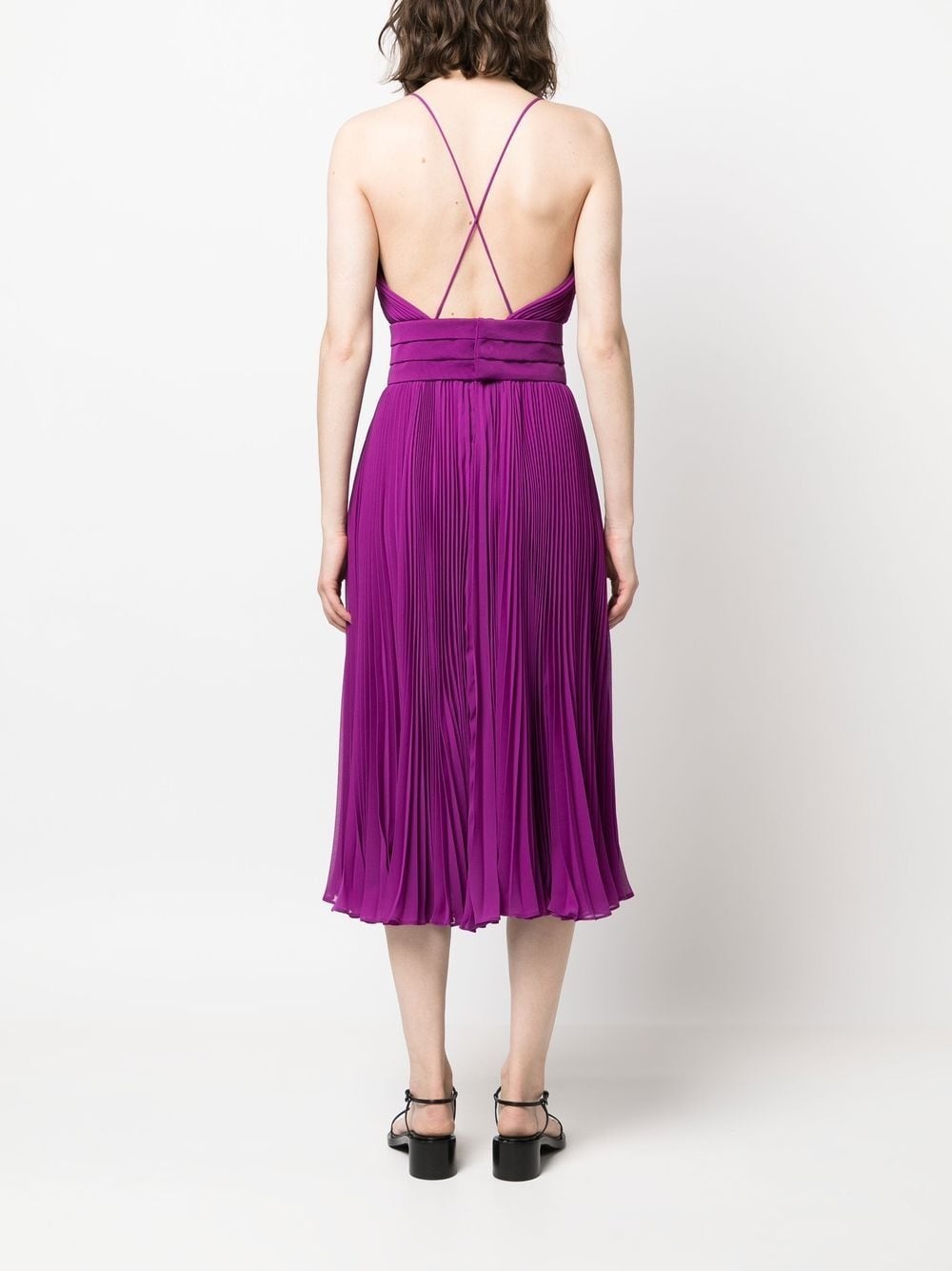 pleated belted midi dress - 4