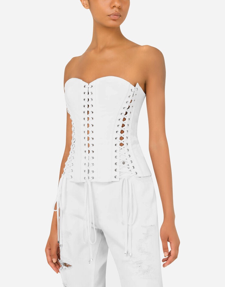 Gabardine bustier with laces and eyelets - 4