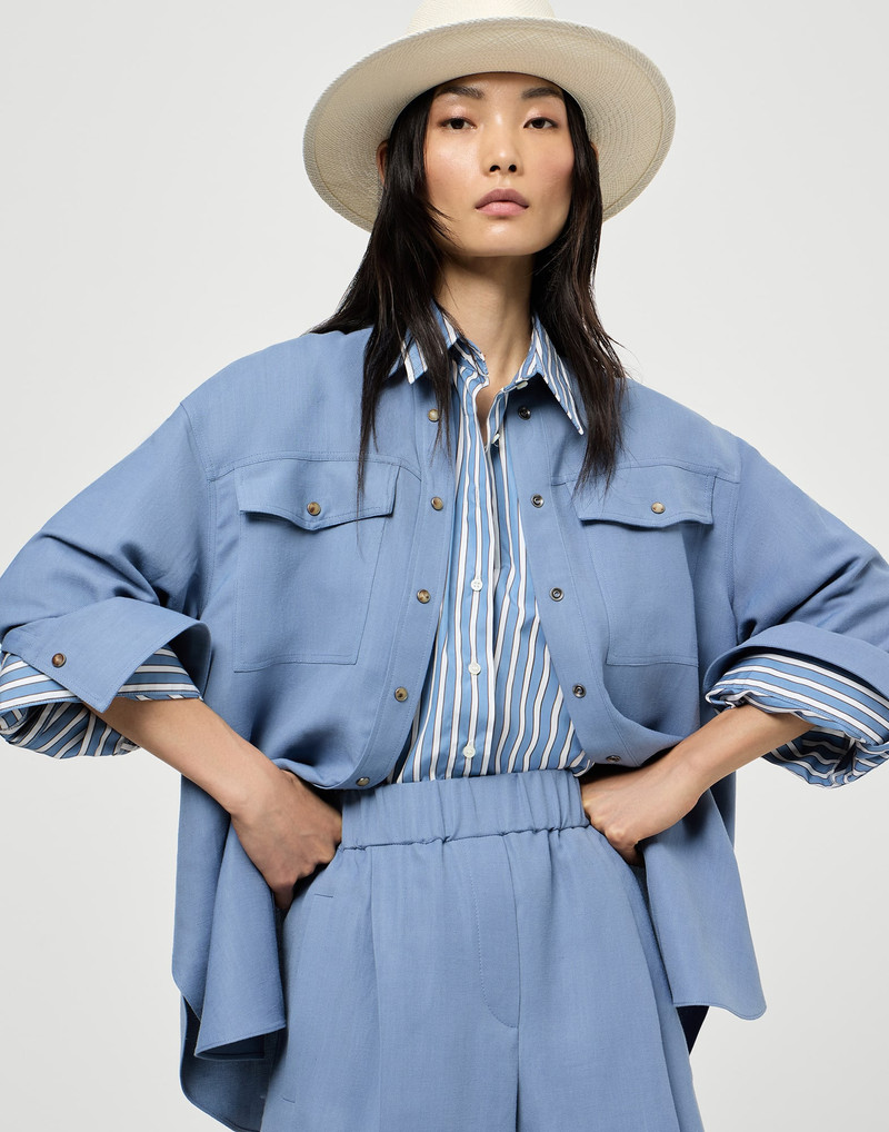 Viscose and linen fluid twill shirt 5