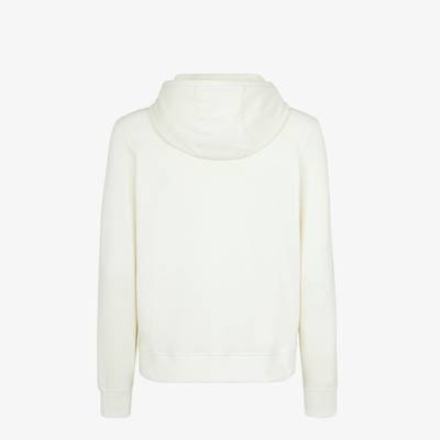 FENDI Regular-fit sweatshirt with hood and drawstring. Ribbed cuffs and hem. Made of white jersey with an  outlook