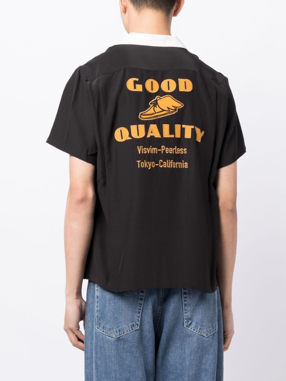 logo-embroidered silk shirt - 4