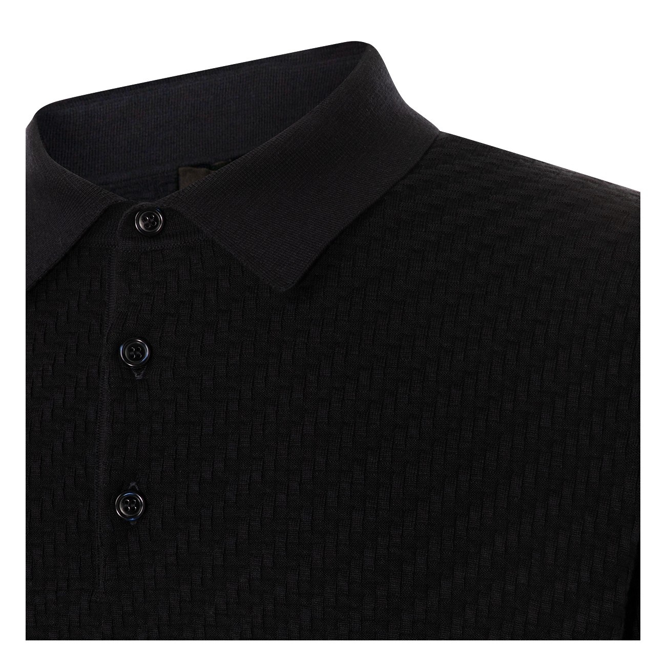 navy blue cotton blend polo shirt - 3