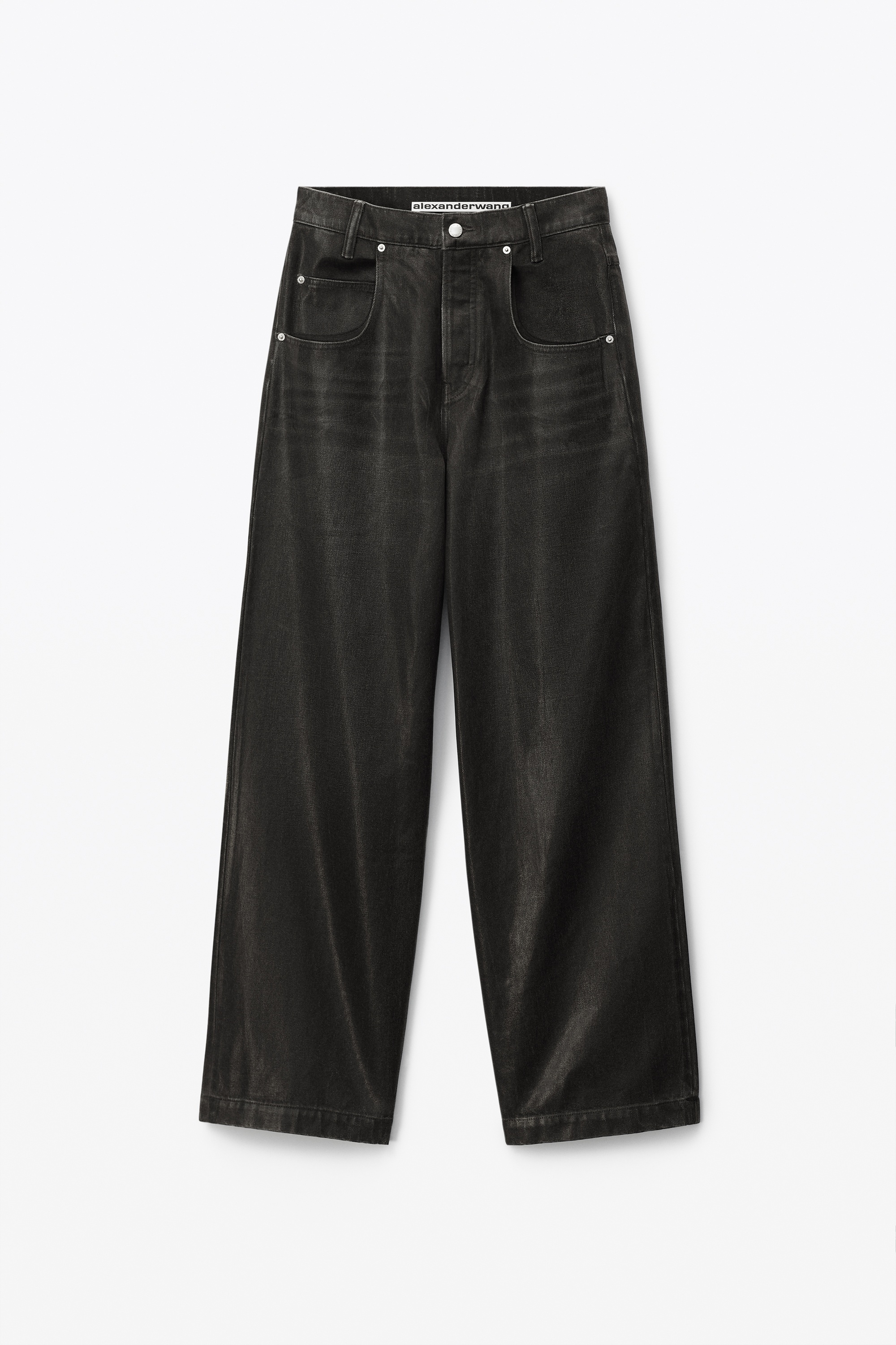 WIDE LEG JEAN IN COATED DENIM - 1