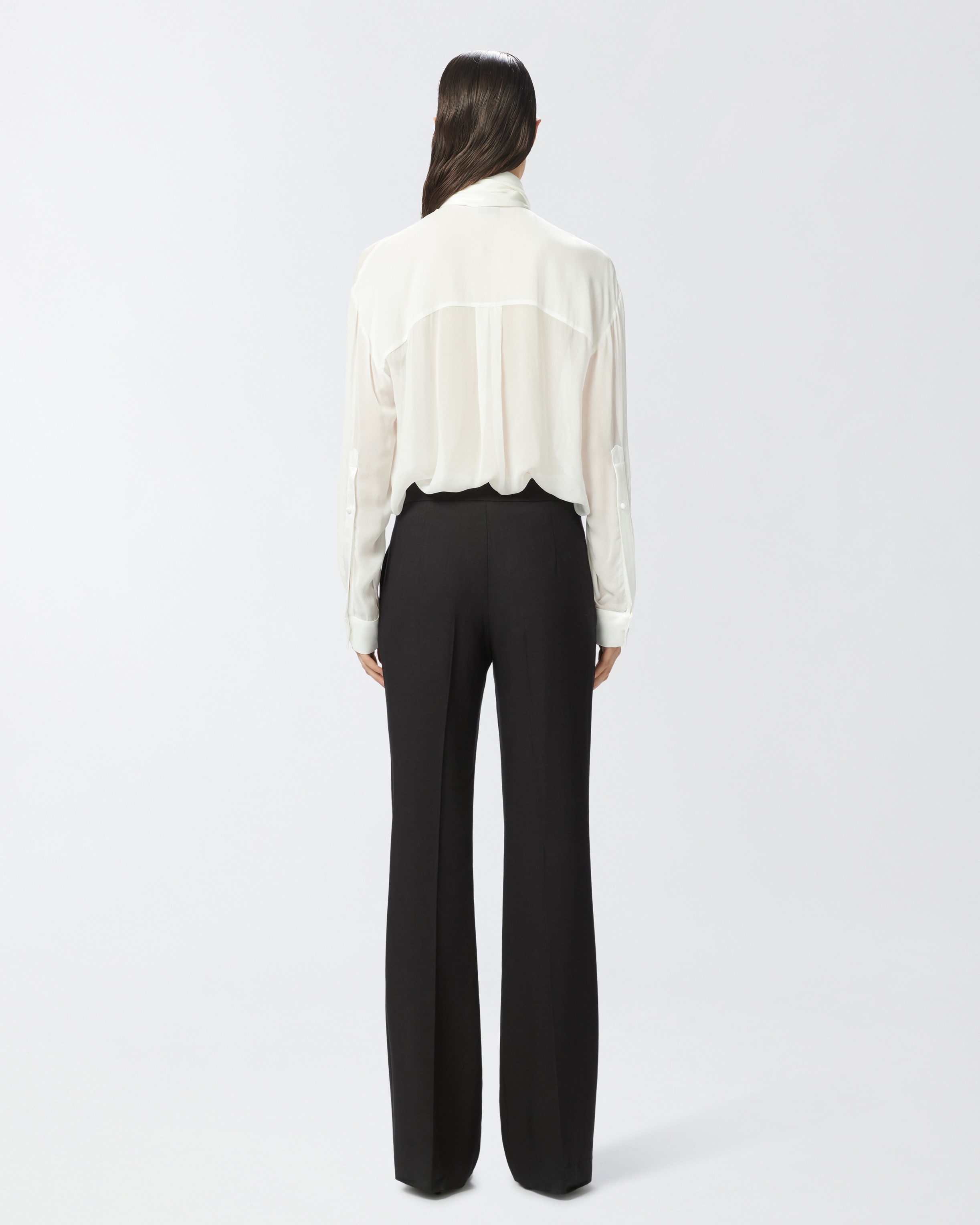 ELEGANT SHEER SHIRT WITH SATIN INSERT - 4