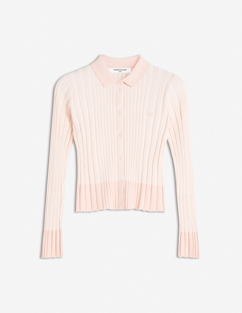 BABY FOX PATCH PLEATED RIBBED CARDIGAN - 1