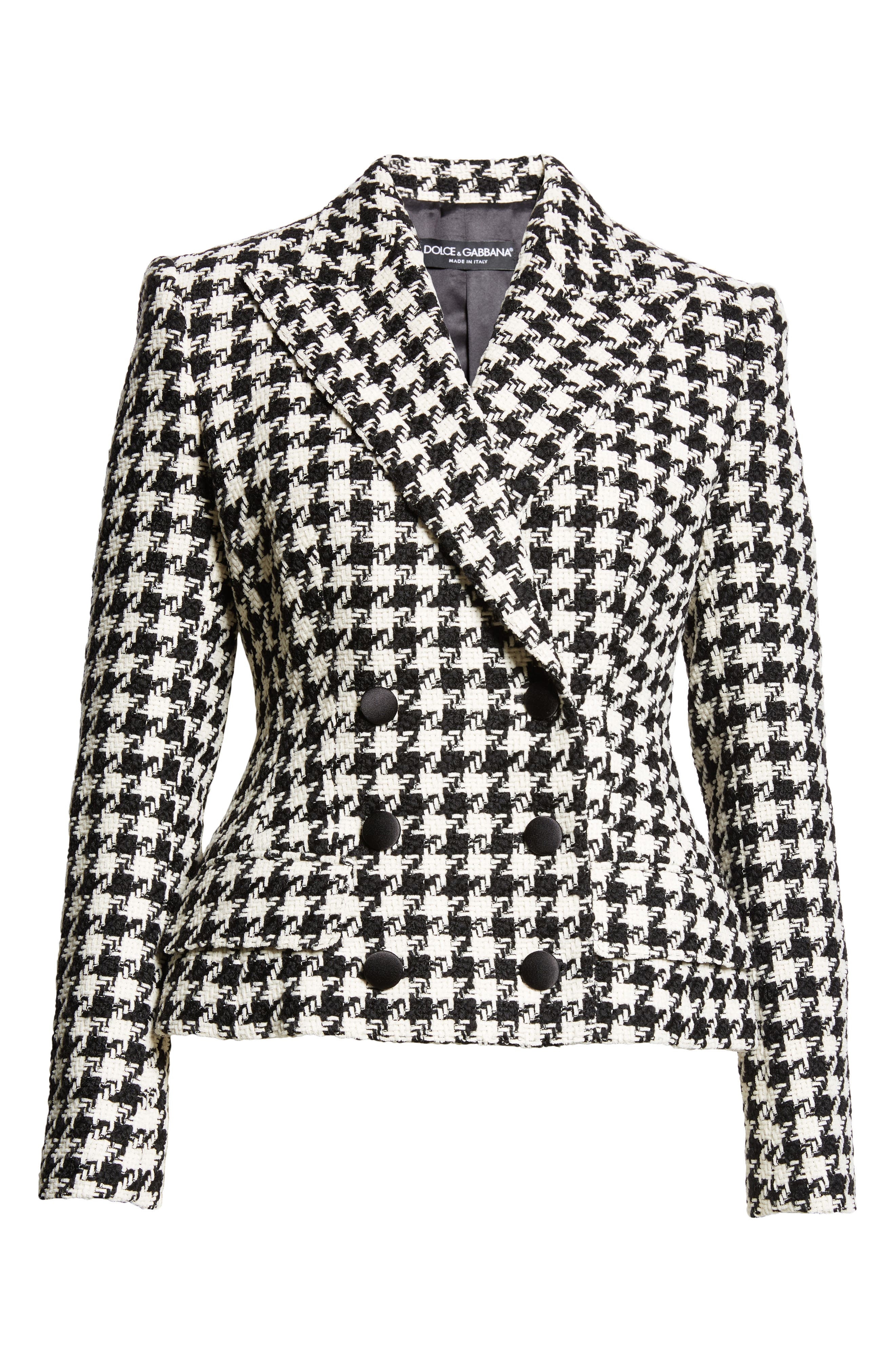 Dolce&Gabbana Macro Houndstooth Double Breasted Wool & Cotton Blazer in S8100 Quadri-Check-Tartan at - 7