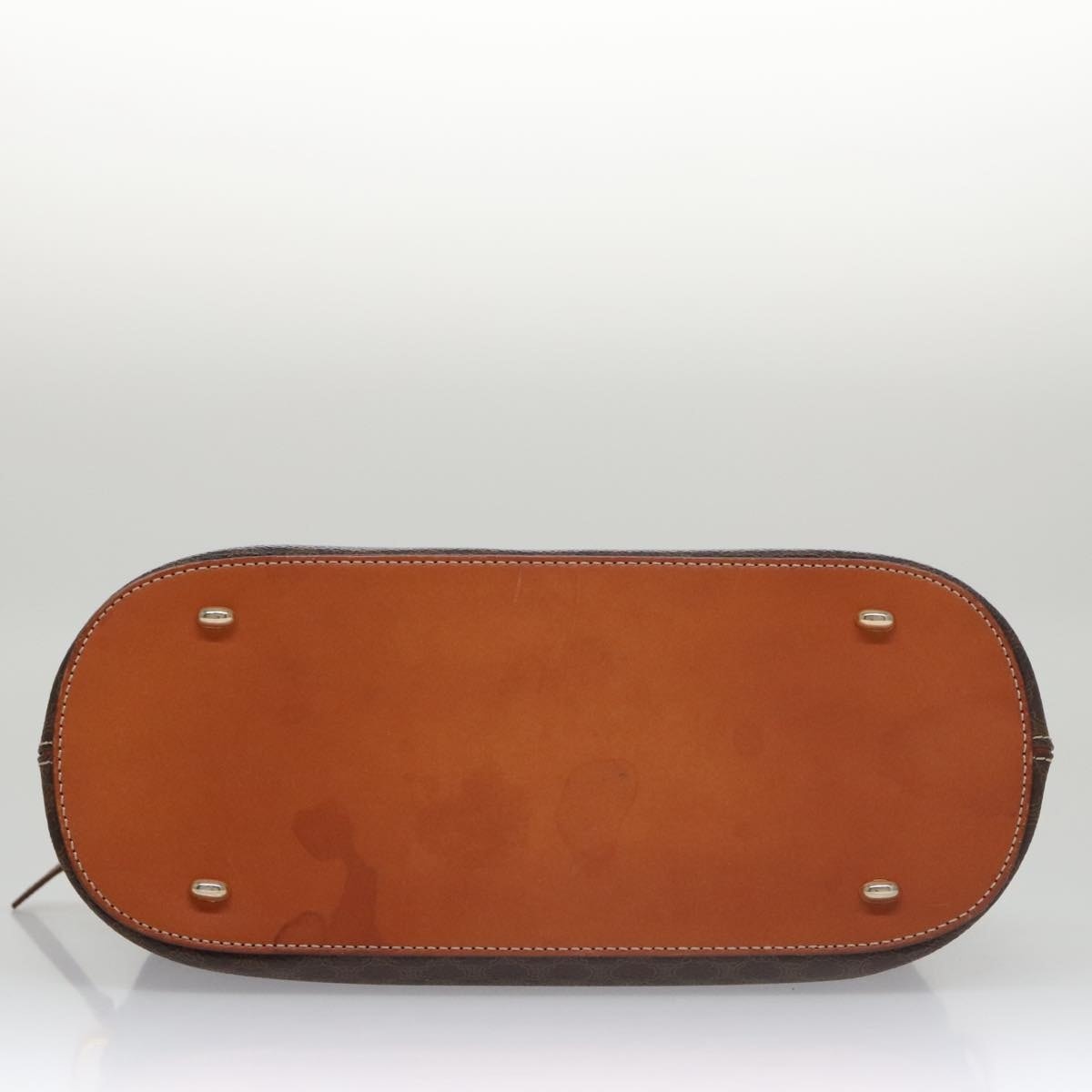 CELINE Macadam Canvas Hand Bag Pvc Leather Brown Gold - 5