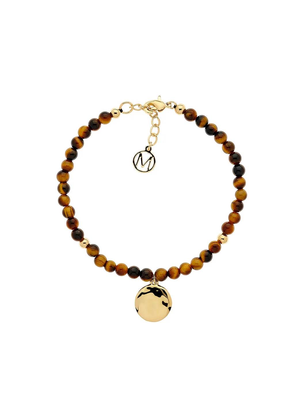 TIGERS EYE BEADED DISC BRACELET - 1