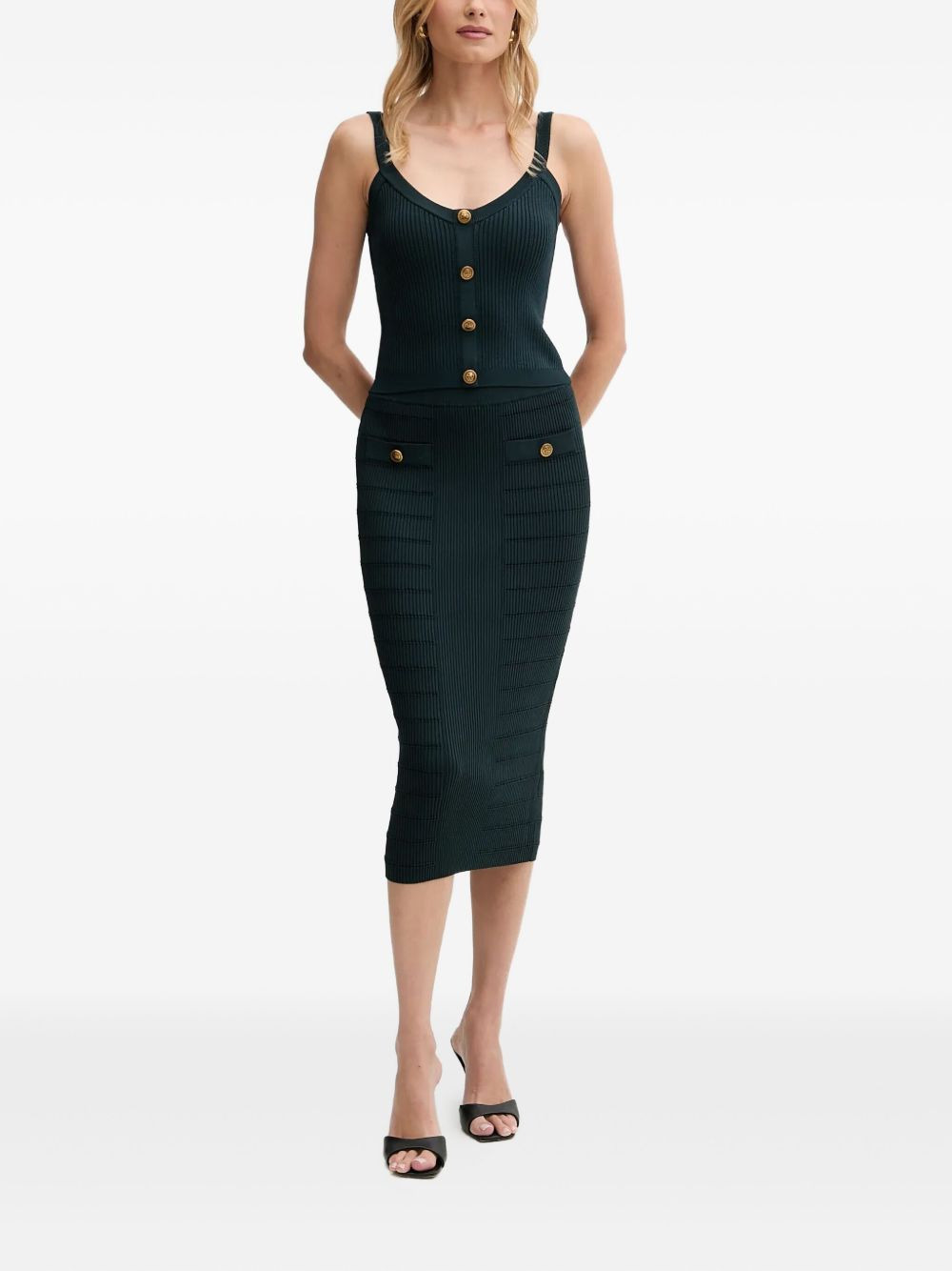 ribbed button-detail skirt - 2
