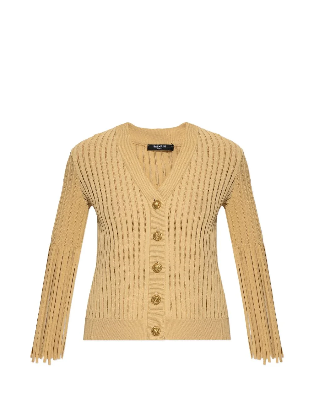 fringed-sleeve buttoned cardigan - 1