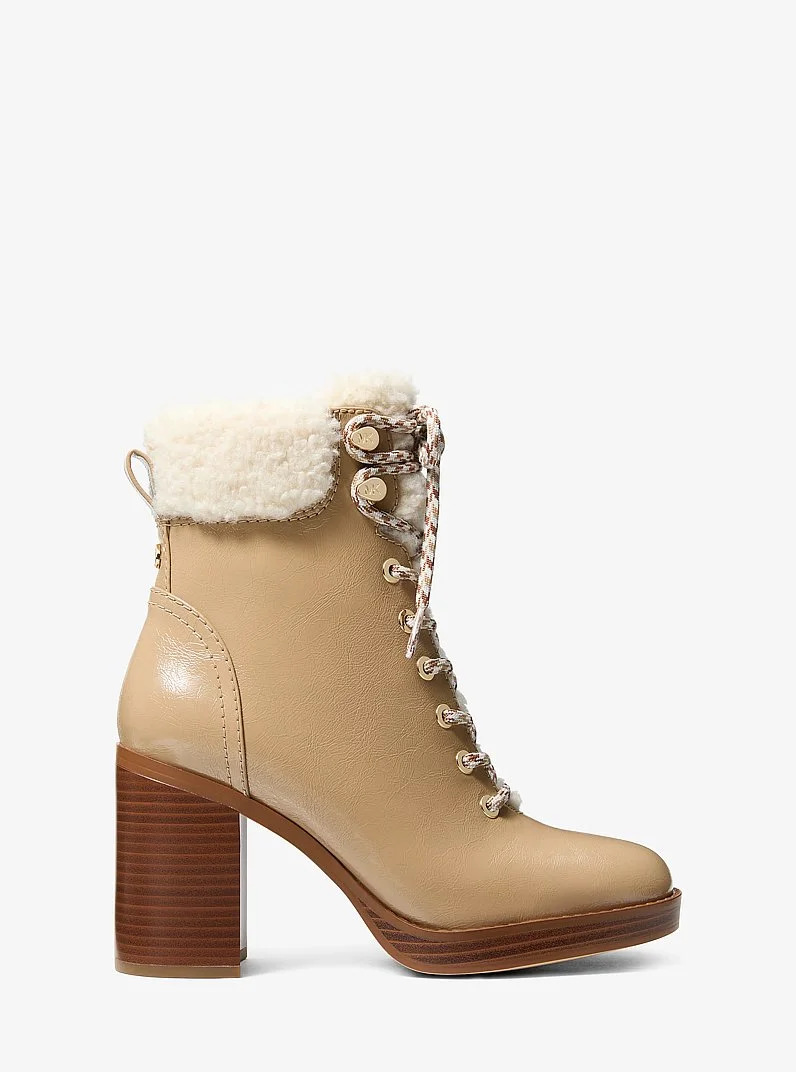 Lacy Faux Shearling Block Heel Boot - 1