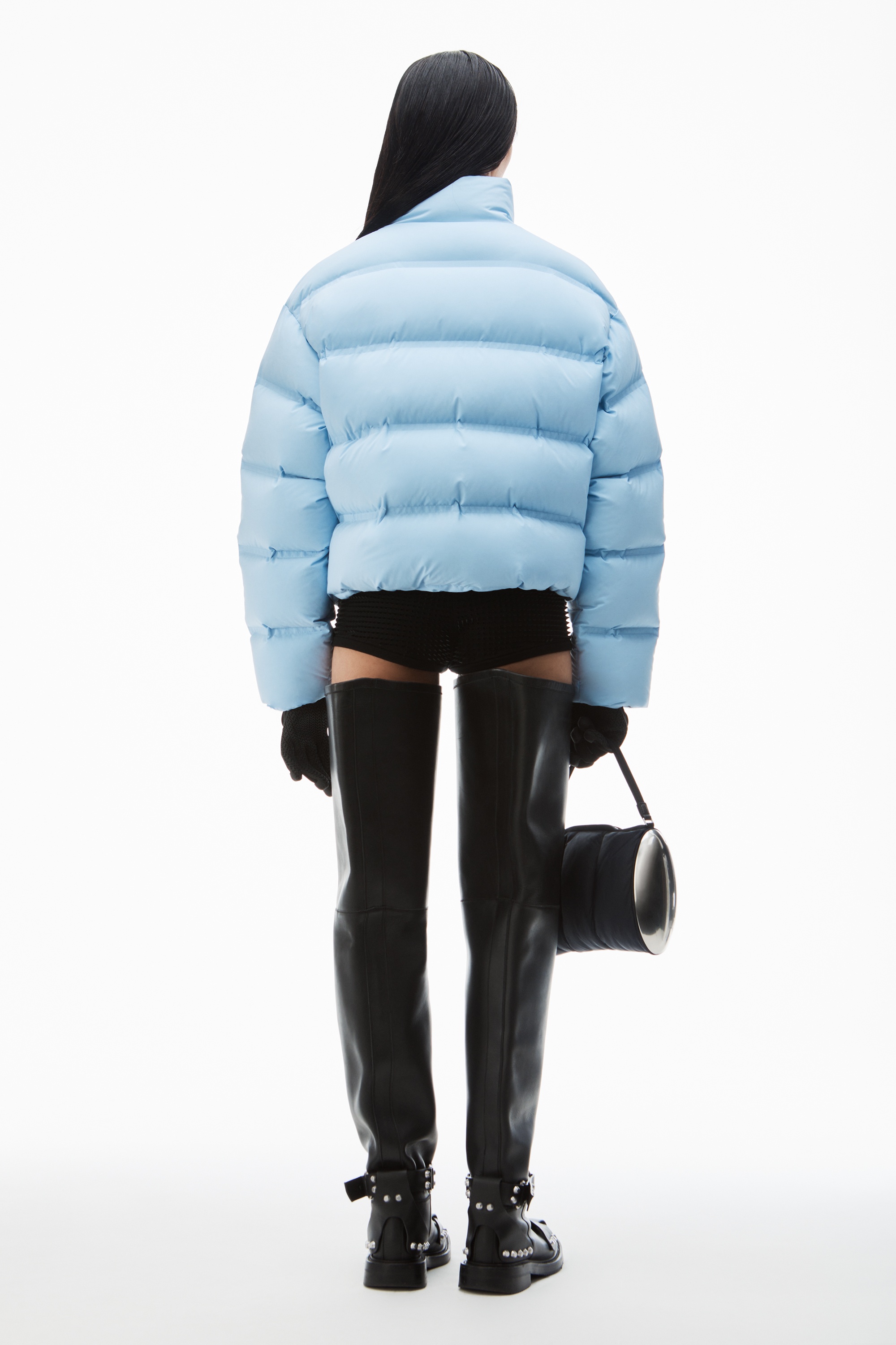 cropped channel puffer coat in feather & down - 4