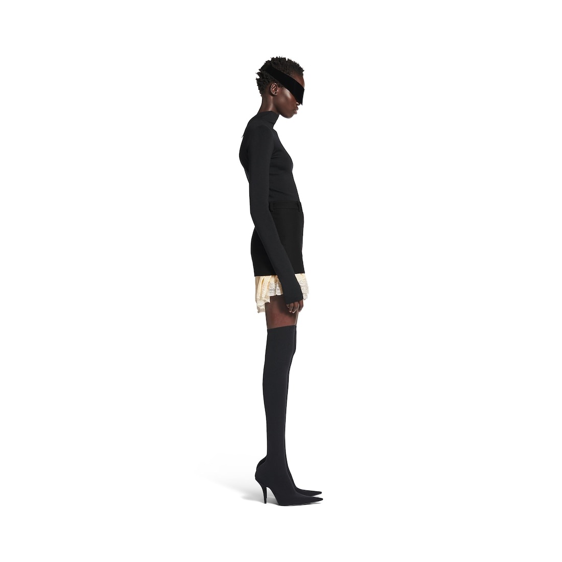 Women's Lingerie Mini Tailored Skirt in Black - 3