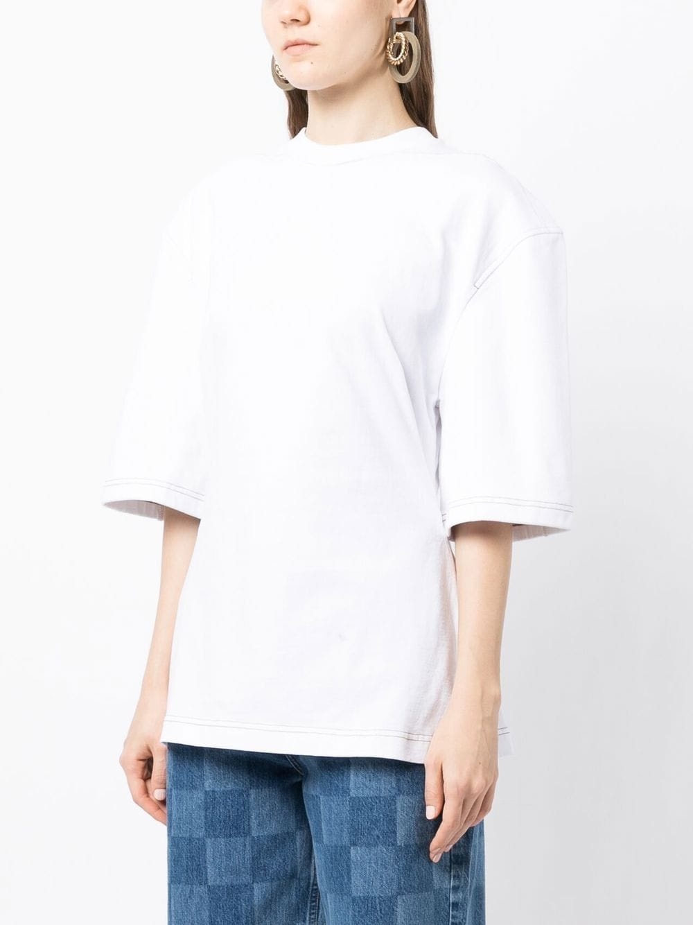 contrasting-stitch cotton T-shirt - 3
