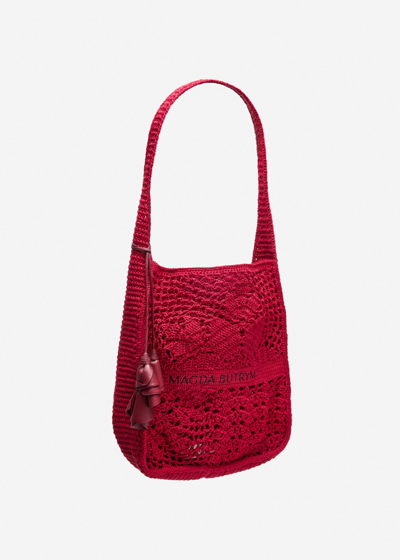 MAGDA BUTRYM Magda Butrym crochet tote bag in red outlook