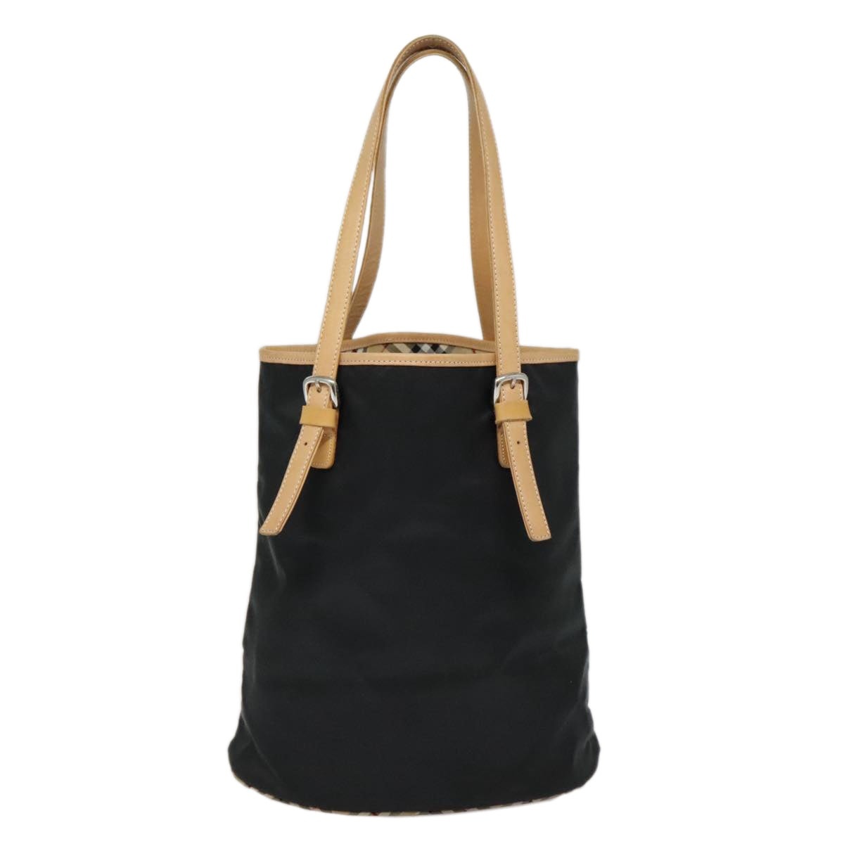Burberry Nova Check Blue Label Tote Bag Nylon Black Beige - 2