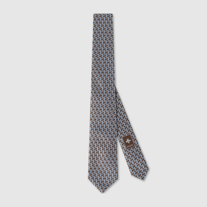 Geometric G silk jacquard tie 1
