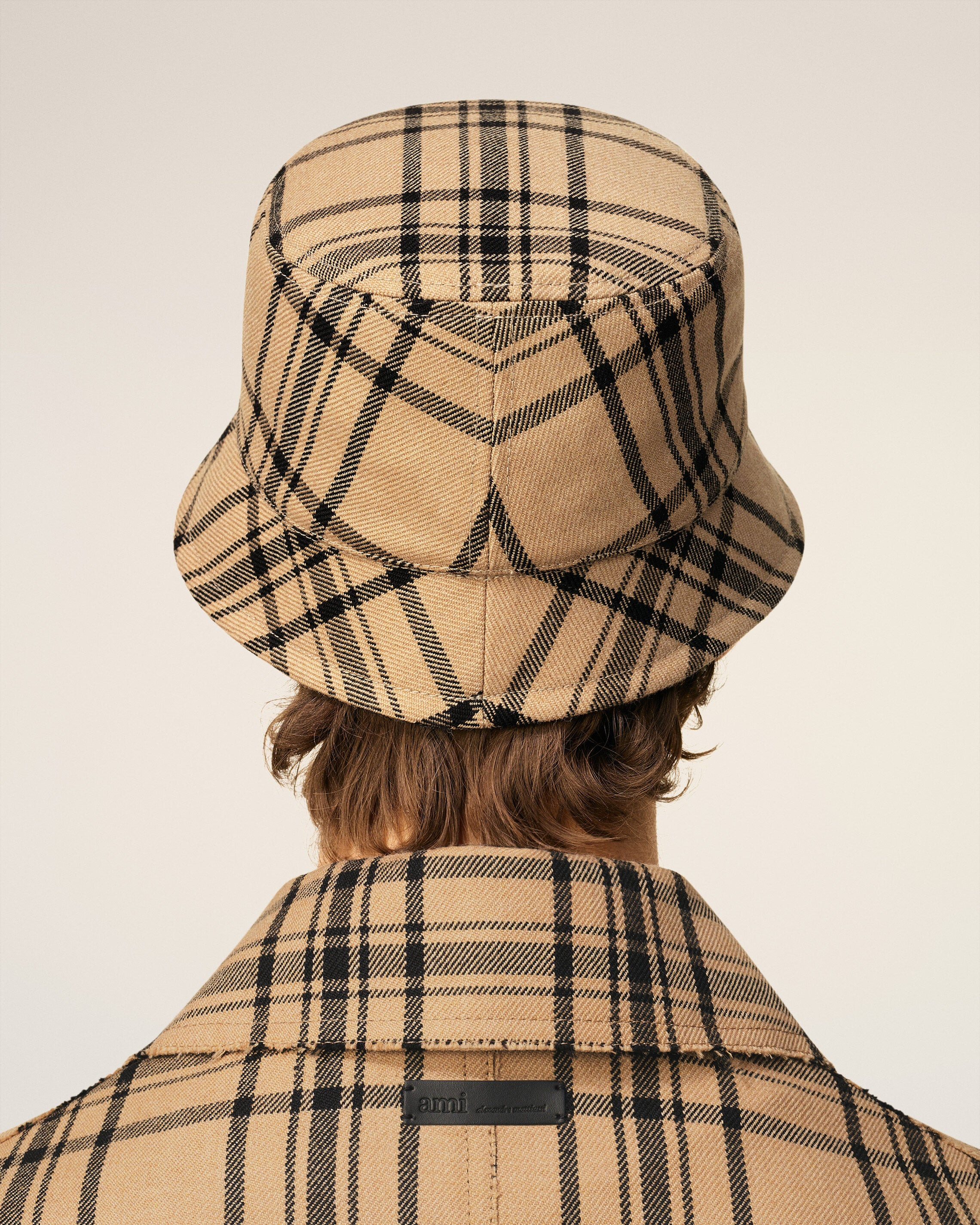 BROWN WOOL CHECKED  BUCKET HAT - 7
