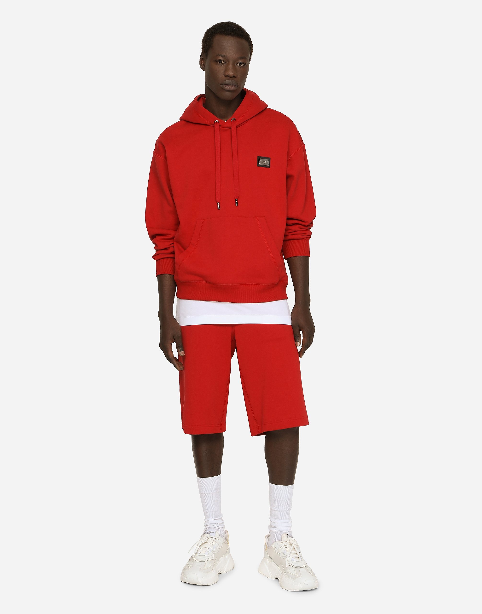 Jersey jogging shorts with logo tag - 2
