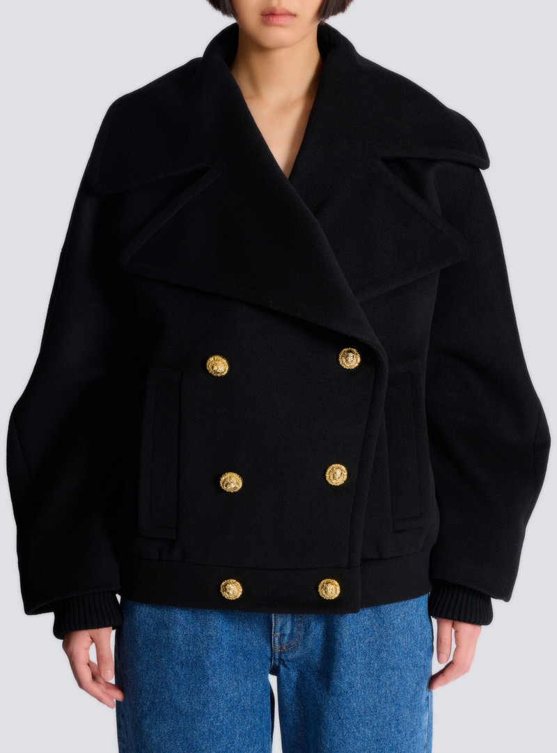 Wool 4-buttons pea coat 5