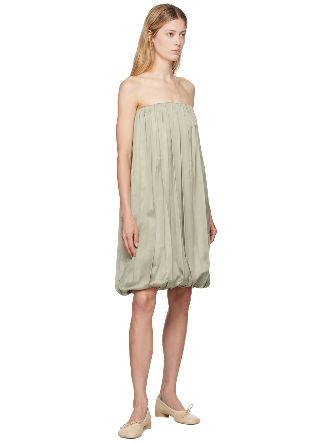 Khaki Gathered Minidress - 5