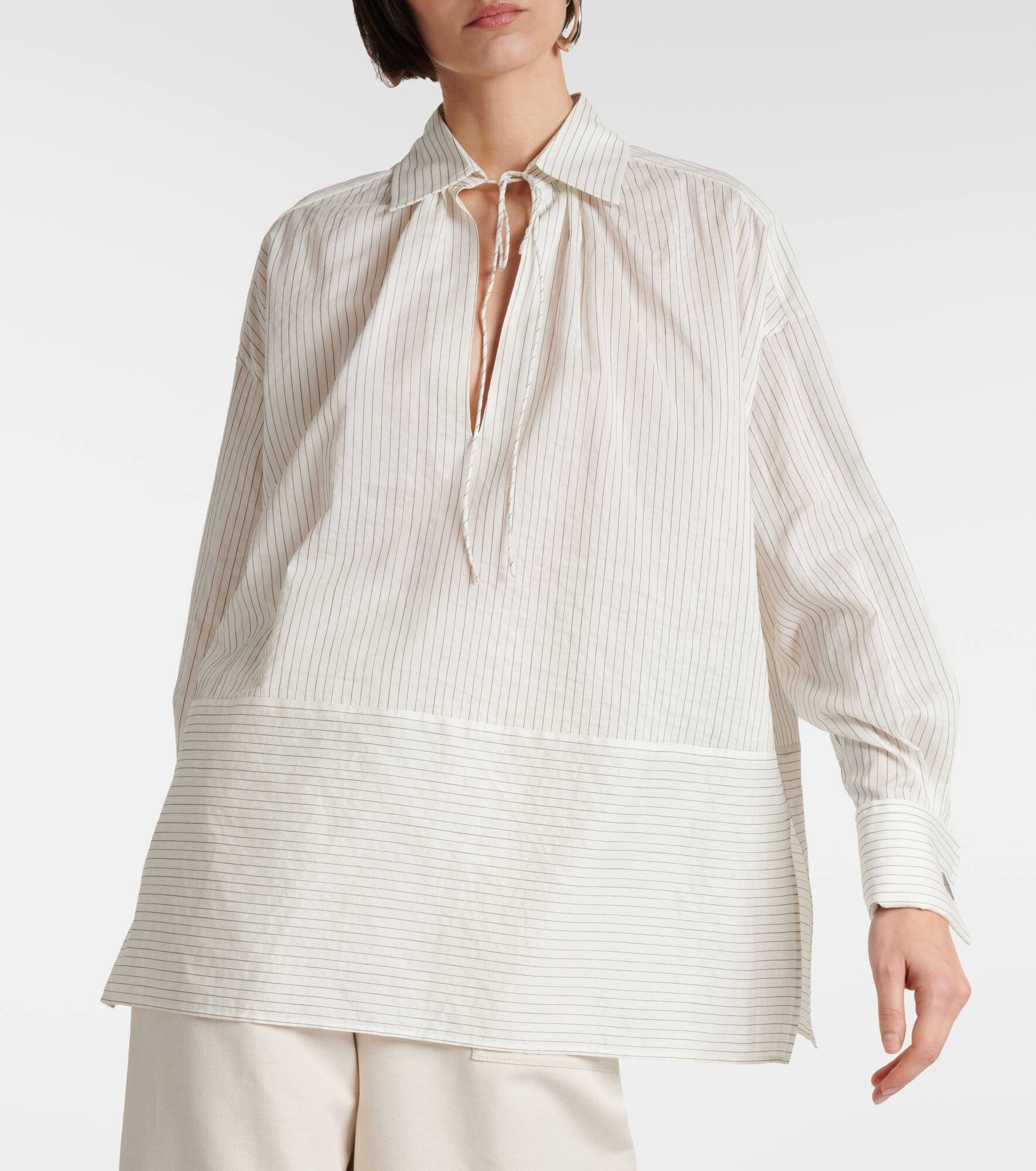 Saletta pinstripe cotton and silk shirt - 4