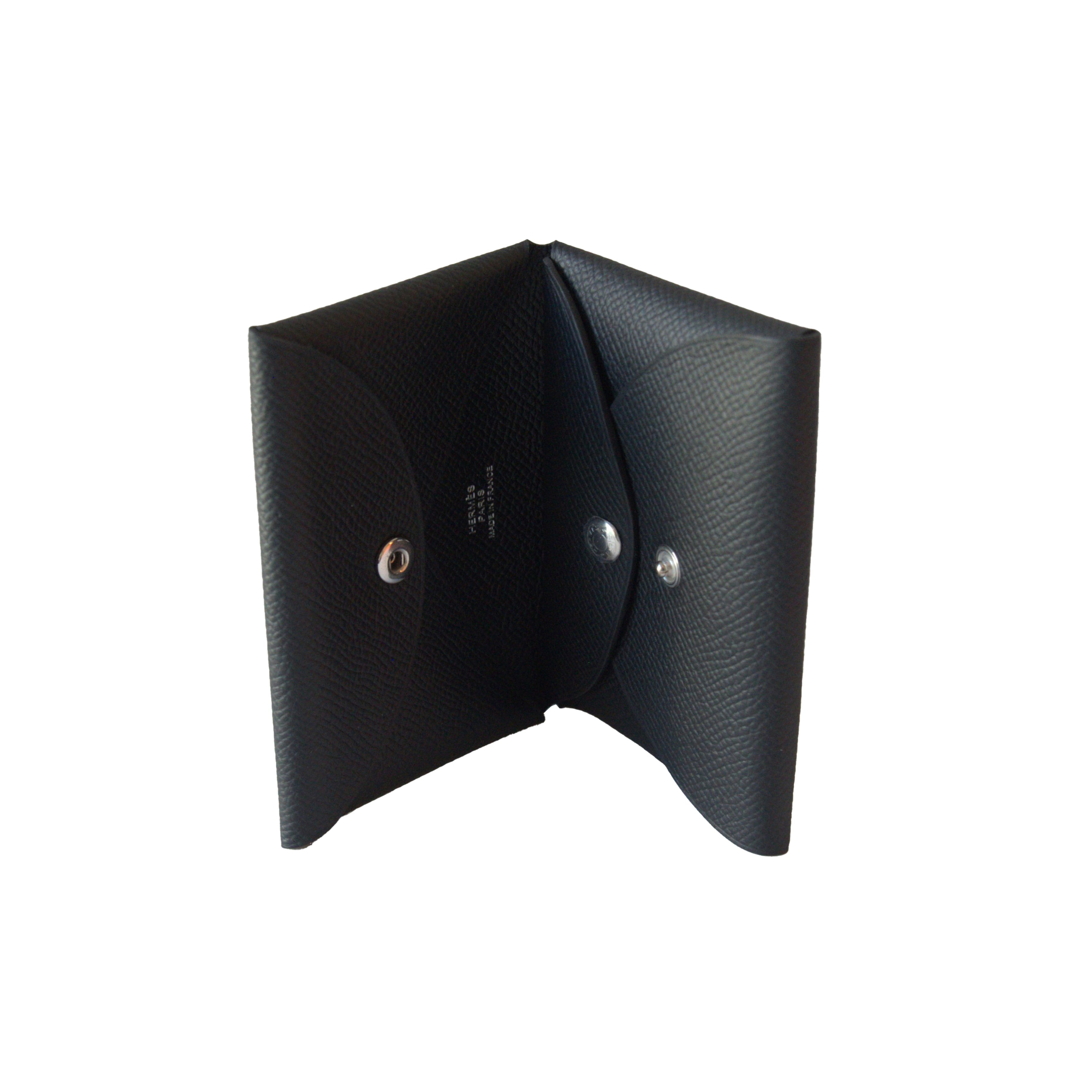 Hermes Calvi Epsom Card Holder Black - 2