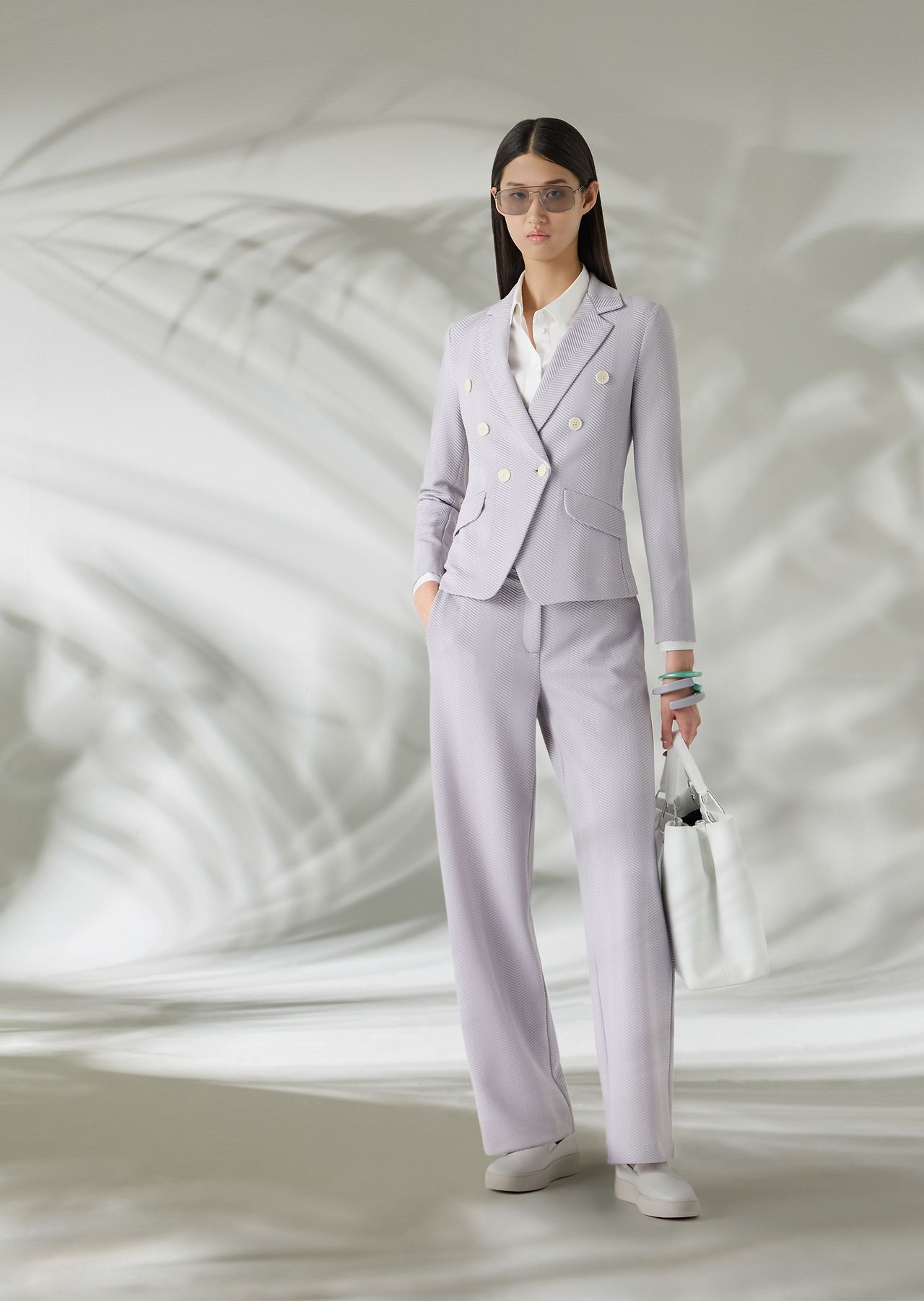 Embossed chevron jacquard jersey trousers - 6