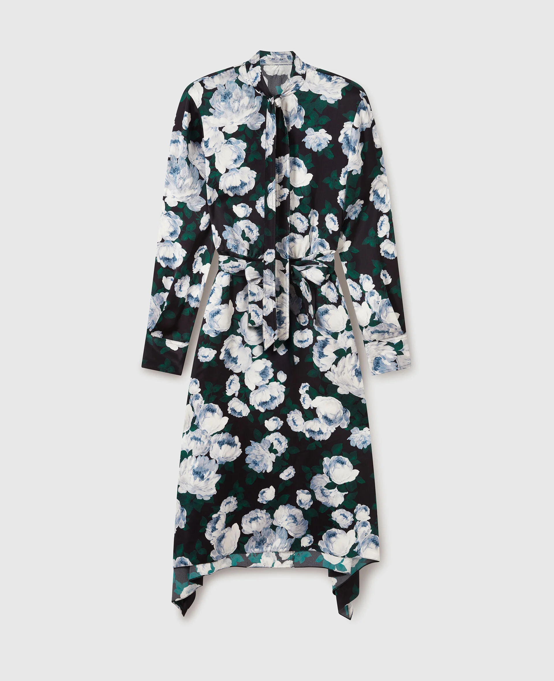 Floral Long-Sleeve Mesh Midi Dress - 1