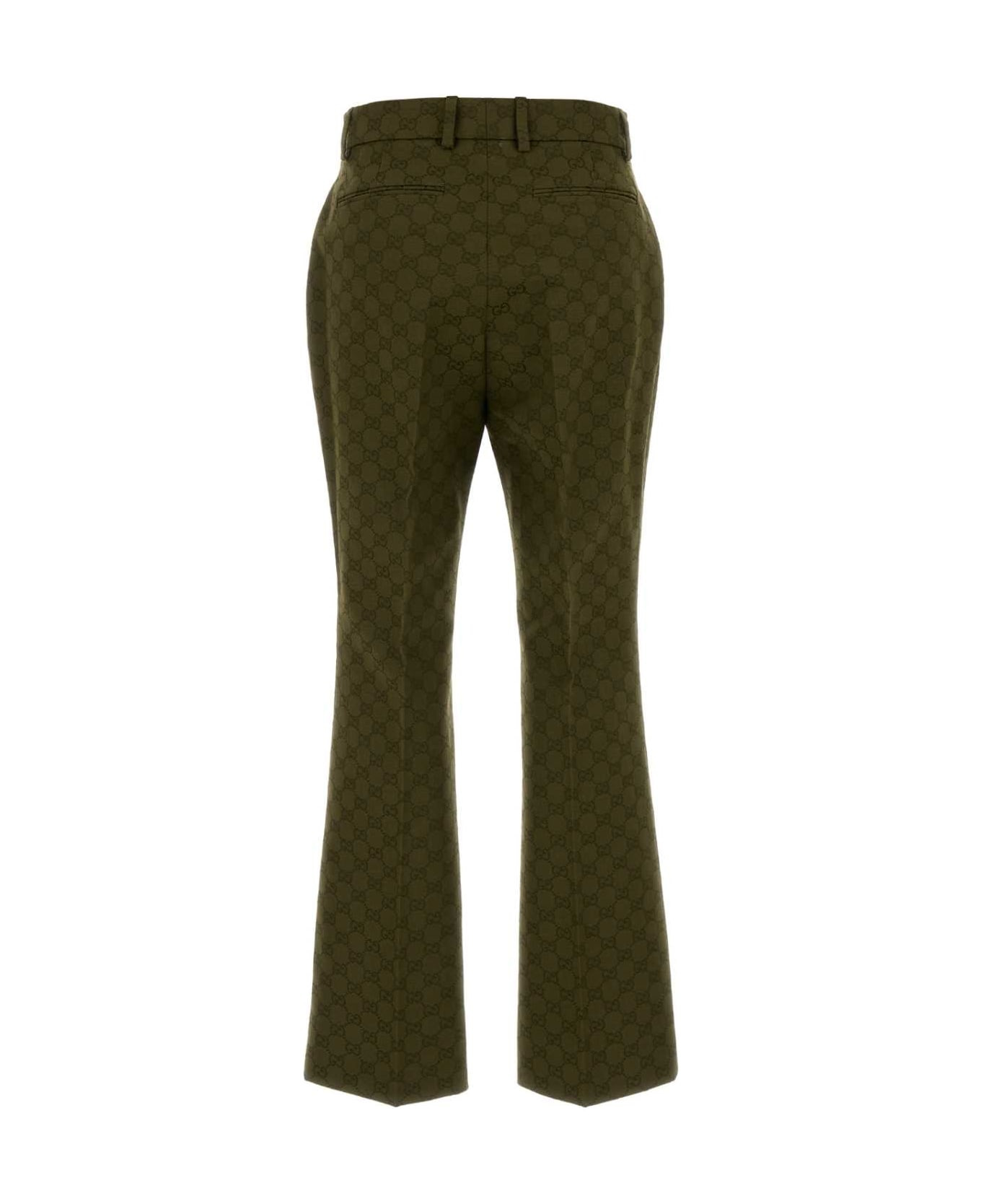 Olive Green Gg Fabric Pant - 2
