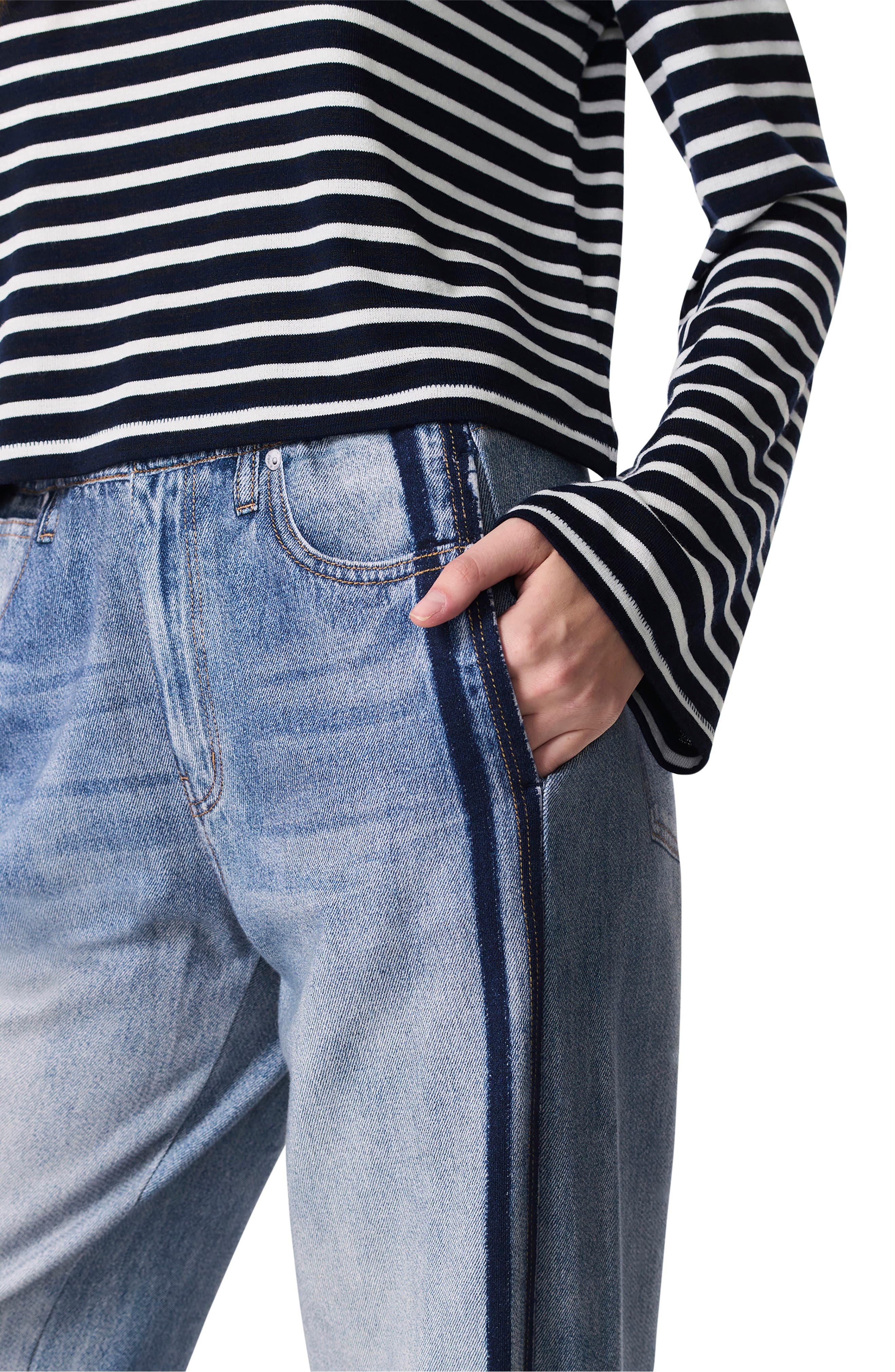 rag & bone Miramar Side Stripe High Waist Wide Leg Cotton Terry Sweatpant Track Pants in Coney at No - 5