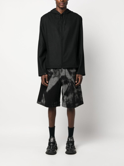 Y-3 logo-patch flannel hoodie outlook
