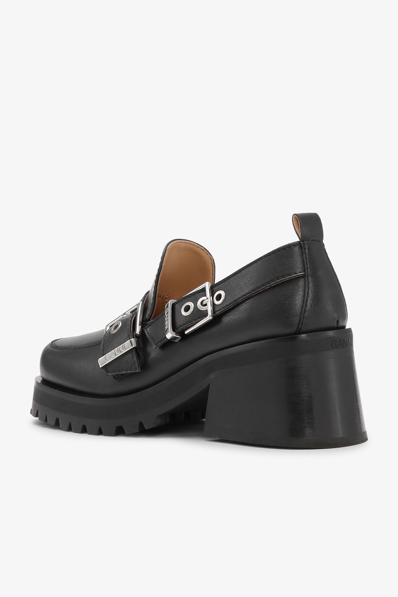BLACK FEMININE BUCKLE PLATFORM LOAFERS - 3
