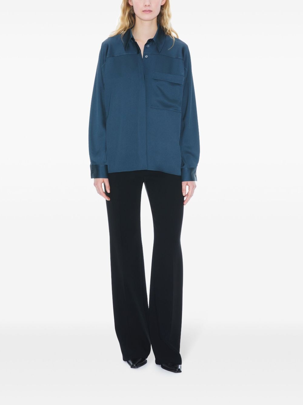 Shiny patch-pocket blouse - 2