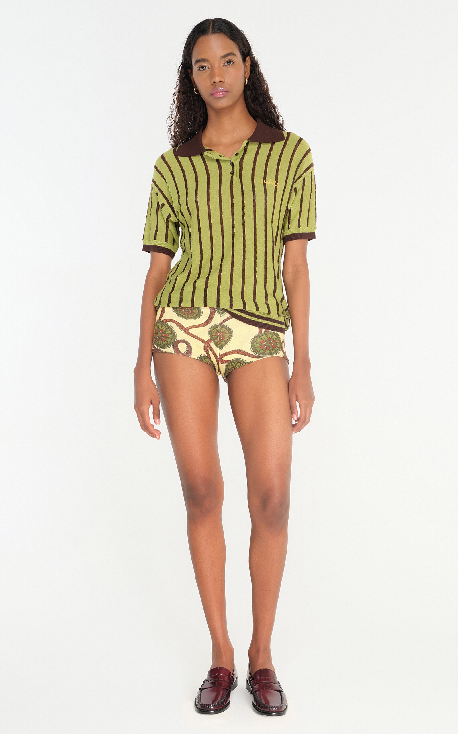 Rounes Striped Knit Polo Top stripe - 3