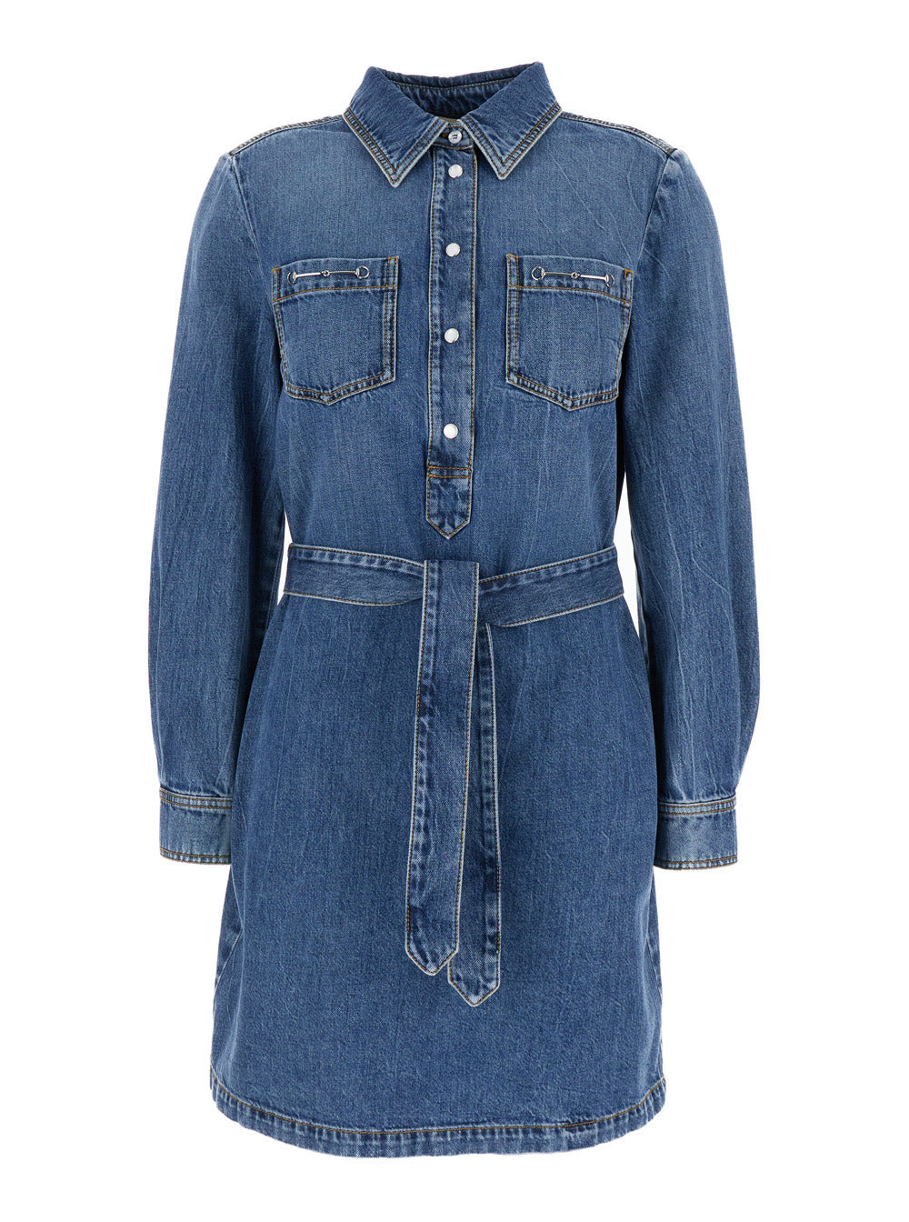 Gucci Women Blue Denim Dress With Horsebit In Organic Cotton Woman - 1