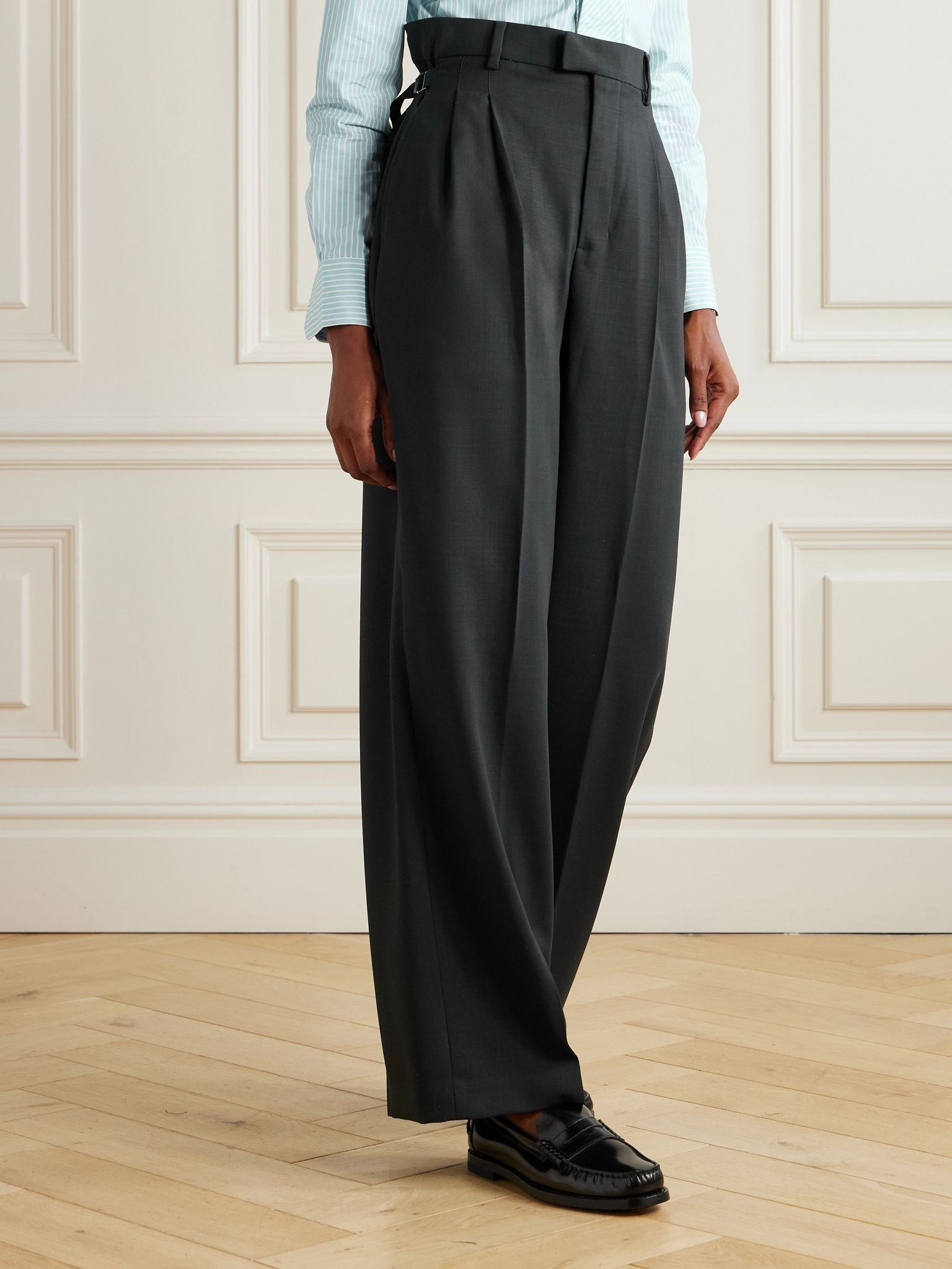 Wool-twill wide-leg pants Black - 3
